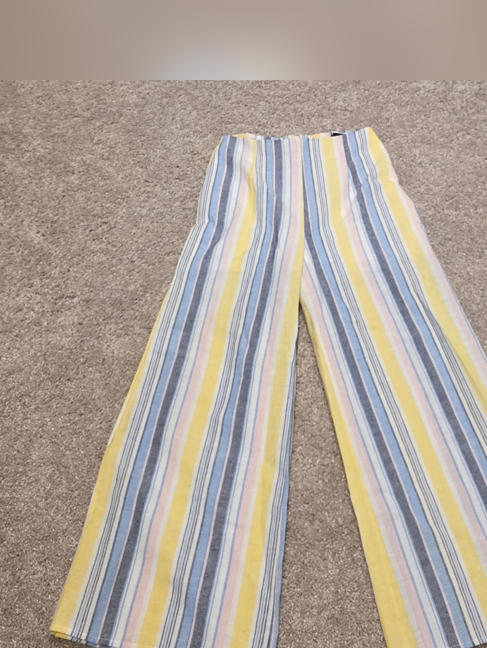 Blue Blush Striped Wide-Leg Pants